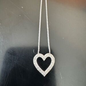 Elegant Silver Heart diamond Pendant Necklace